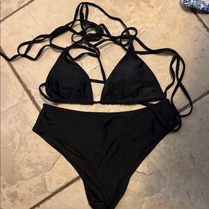 Romwe Black Women's Swimwear Set